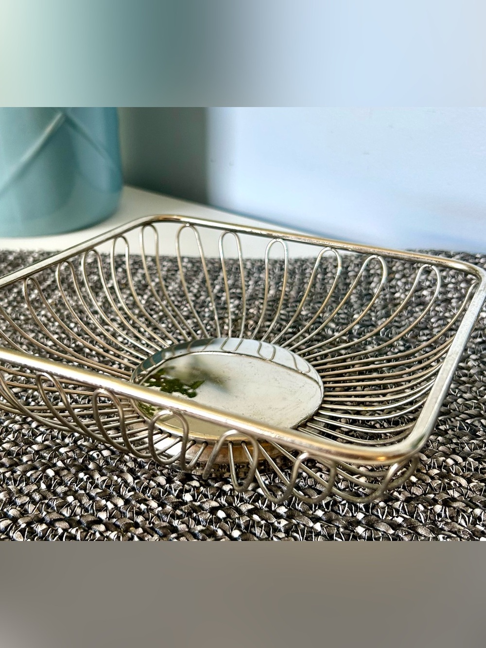 Adrienne Vittadini  Silver Tone Metal Basket Catchall